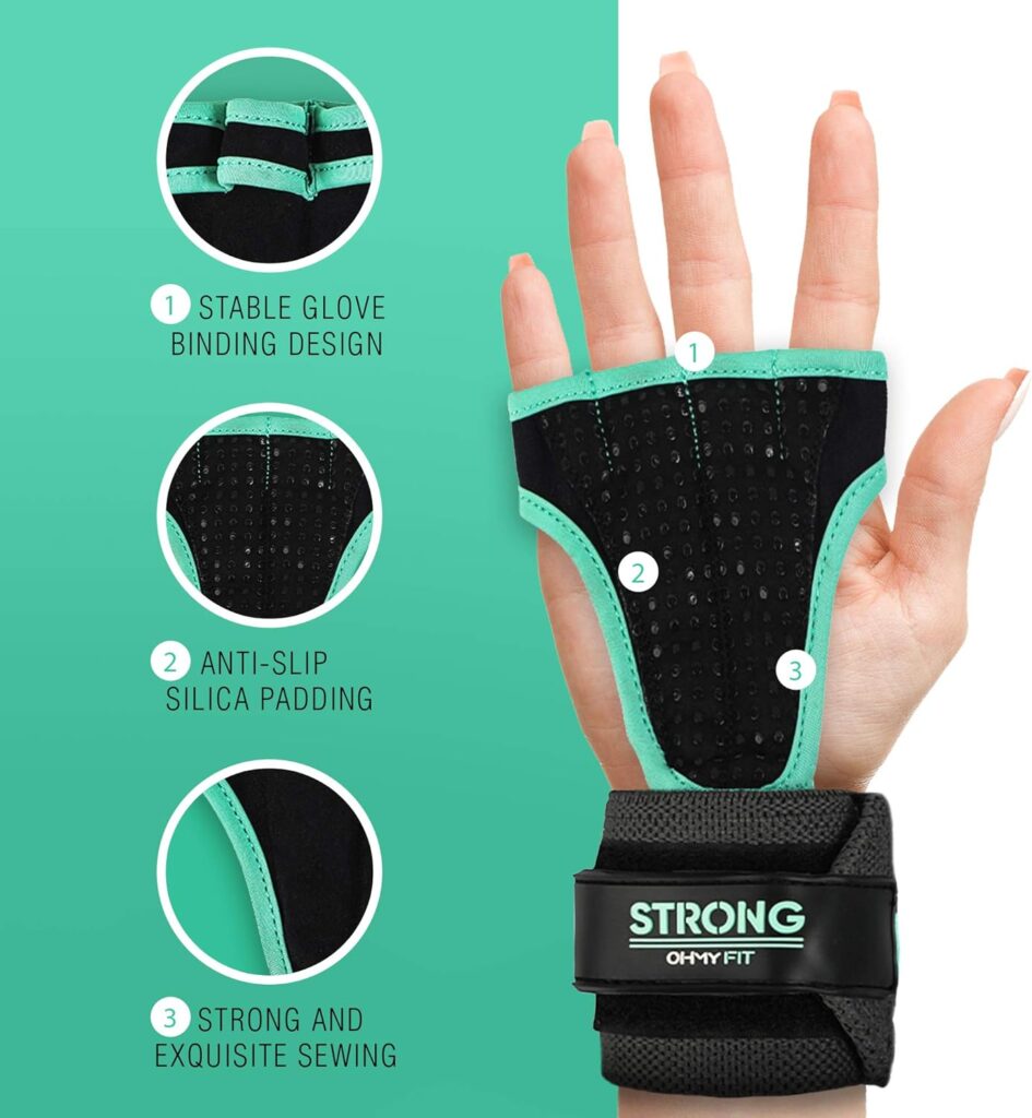 OHMY FIT Strong Womens Wrist Wrap Glove - Full Wrist Support and Palm Protection - Great for Workout, Exercise  More